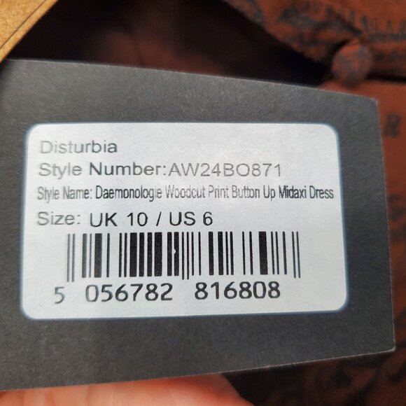 Disturbia Daemonologie Woodcut Print Button Up Midaxi Dress Women Size US 6 NWT - Picture 7 of 16